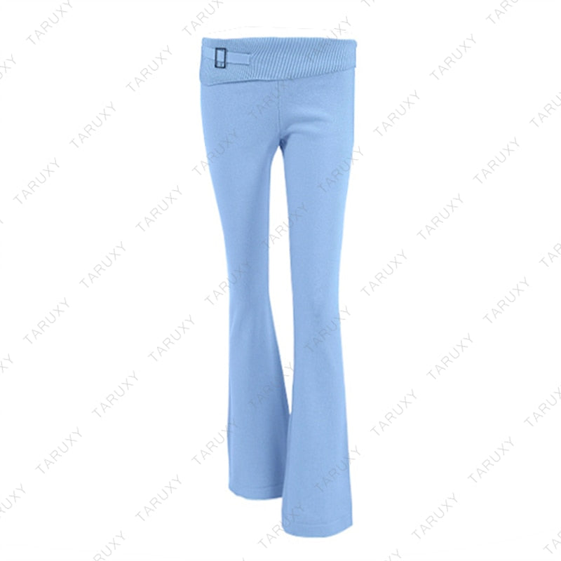 Women Outfits Casual Zipper Sweater Hoodie Set Flare Pants Suits Pink Knitted Womens Y2k Two Piece Set